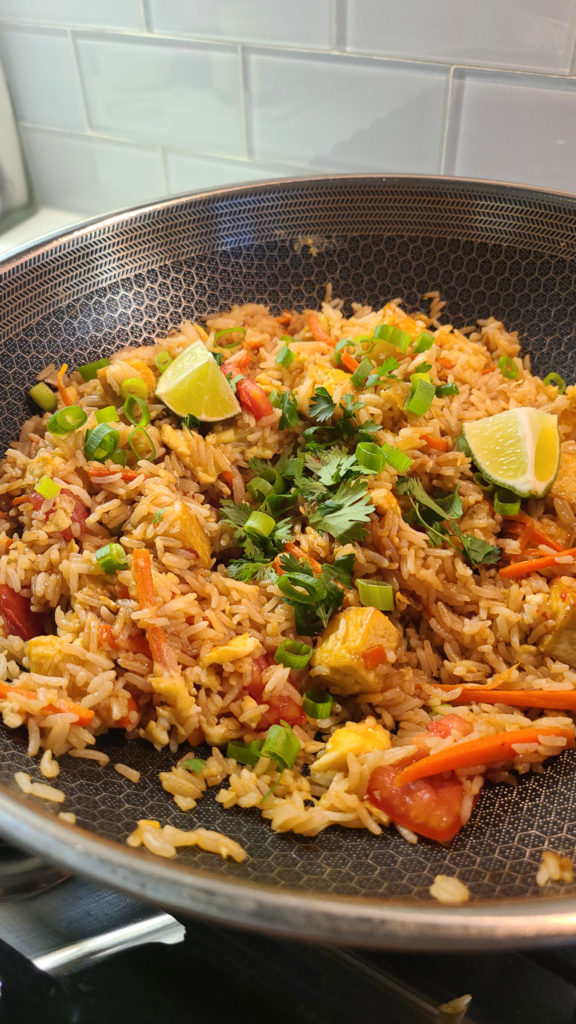 Simple Thai Fried Rice in a Wok