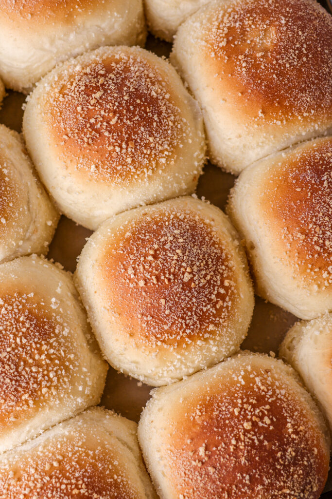 Freshly baked Pandesal in baking pan