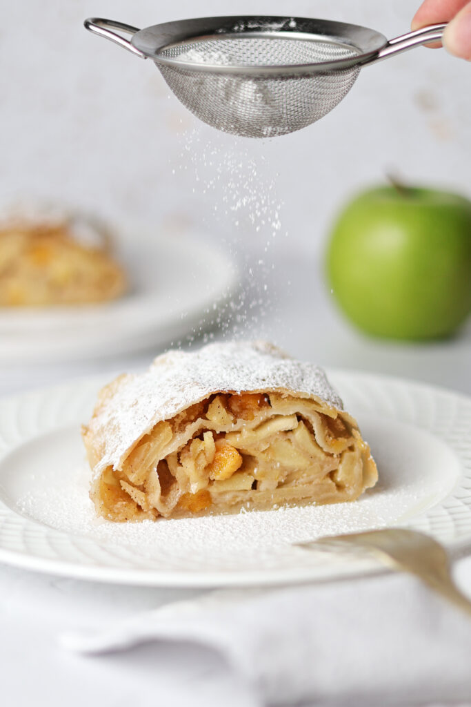 Slice of Flaky Applestrudel (Apfelstudel)